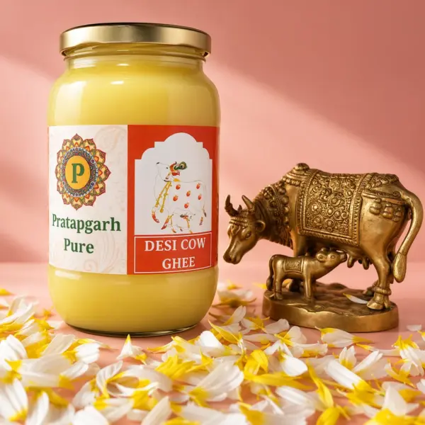 A jar of Pratapgarh Pure bilona cow ghee